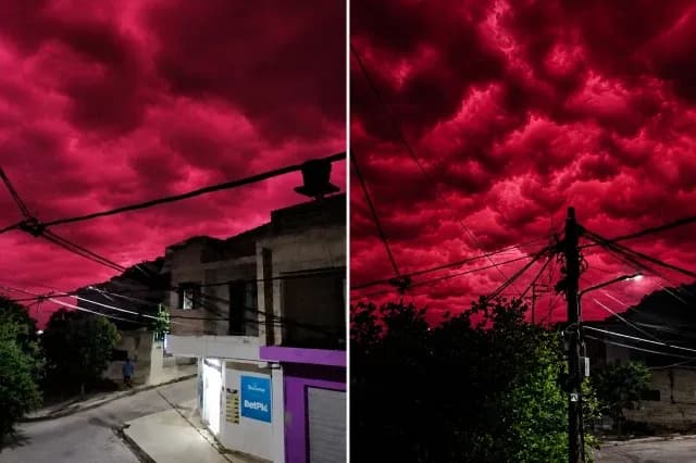 Kolombiya'da deprem sonrası gökyüzünü kaplayan gizemli kızılık vatandaşları tedirgin etti