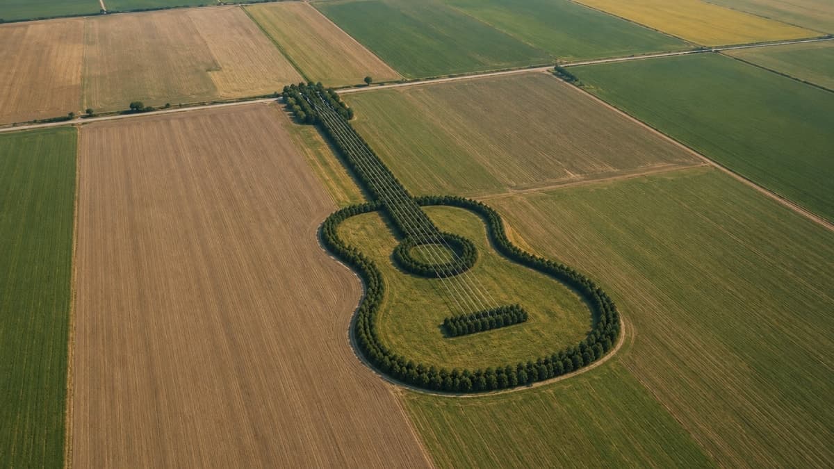 7 Bin Ağacı Tek Tek Dikerek Devasa Gitar Şekli Oluşturdu: Arkasındaki Hikaye Duygulandırıyor