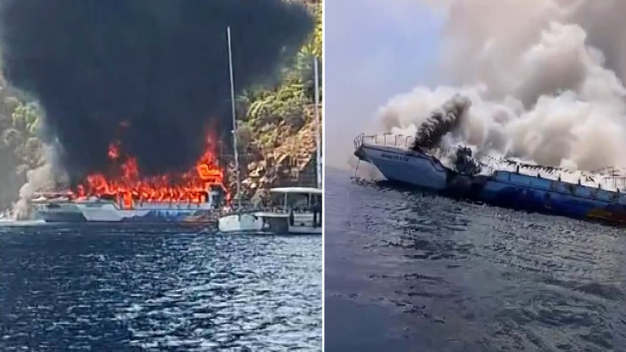 Fethiye açıklarında korkunç anlar: 115 kişilik gezi teknesinde yangın çıktı, yolcular denize atladı